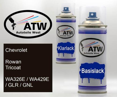 Chevrolet, Rowan Tricoat, WA326E / WA429E / GLR / GNL: 400ml Sprühdose + 400ml Klarlack - Set, von ATW Autoteile West.